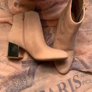 Pink suede booties